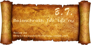Beinschroth Tétény névjegykártya